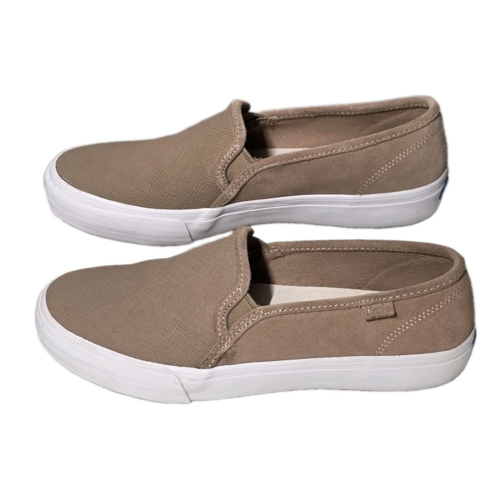 Keds Women's 8.5 Double Decker Platform Slip-On Sneakers Tan Canvas
